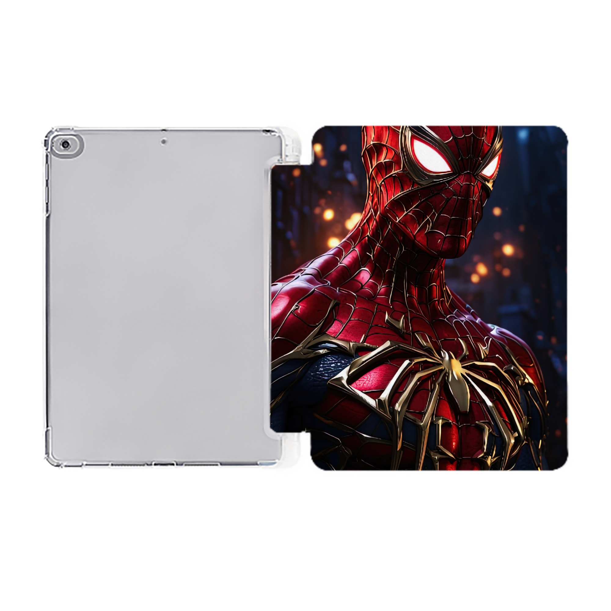 （画像用） Spider Man スパイダーマン IPad ケース ペン収納付き 三つ折りスタンド PUレザー×シリコン 対応機種9.5/10.5/10.9インチ
